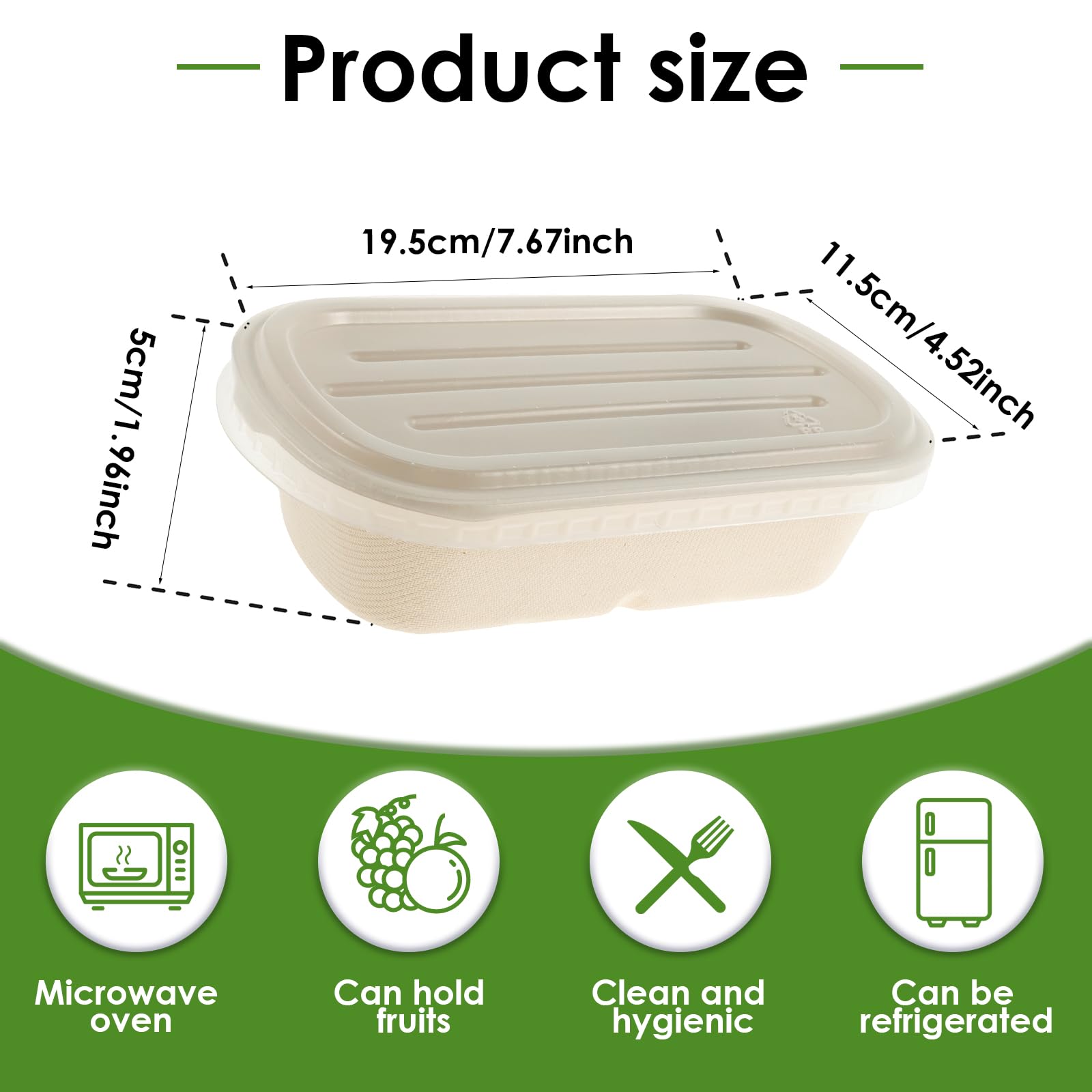 50 Pack Take Out Food Containers with PP Lids, Disposable Paper Meal Prep Bowls Stackable Paper Soup Serving Bowls Multifunctional Meal Prep Food Containers for Kitchen Salad Leftovers (Single grid)