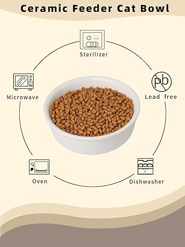 Miniatura 6 de GDCZ Elevated Cat Bowl Stand, 11 in Metal Stand with 2 Removable 15 OZ Ceramic Bowls for Pet Food and Water, Stand Reduces Cat Neck Burden, White