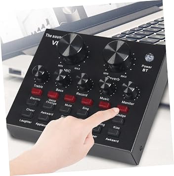 SUPVOX Professional Live Streaming Sound Card with Condenser Microphone Intelligent Tone Repair Electronic Effects Dj Mixer for Novice Streamers and Podcast Recording