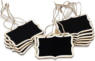 12-Pack Mini Hanging Wooden Chalkboard Labels – Small Reusable Blackbo...