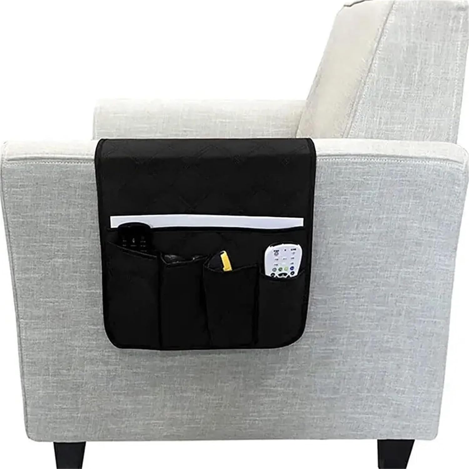Lawsen Couch Arm Covers 2pcs Multifunctional Sofa Armrest Storage Bag with 5 Pockets Armchair Hanging Large Capacity Design