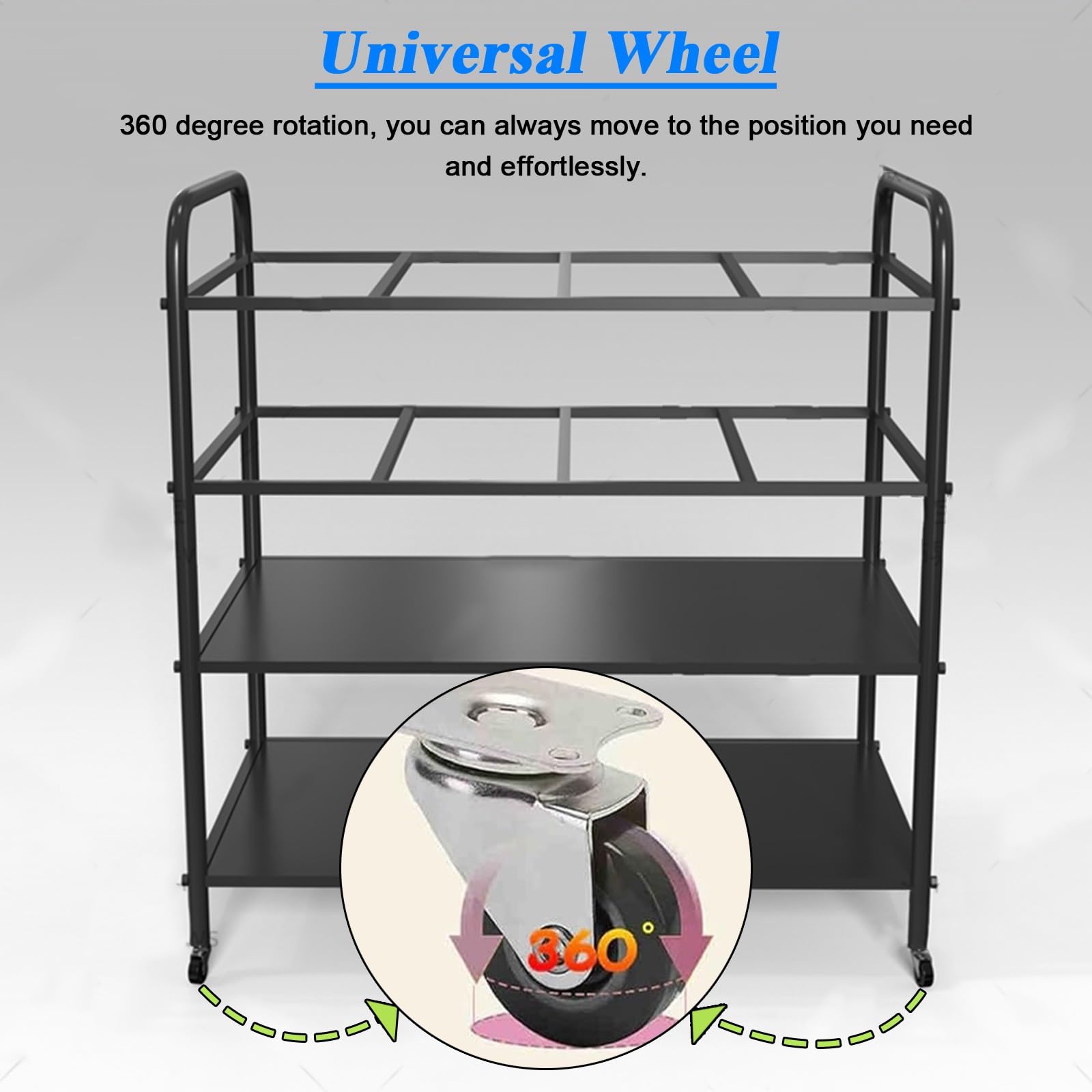 Soporte para Esterilla de Yoga, Carrito móvil con Ruedas para esterillas de Yoga, Organizador de Gimnasio en casa para Rodillos de Espuma y esterillas de Fitness, Estante de Gran Capacidad p