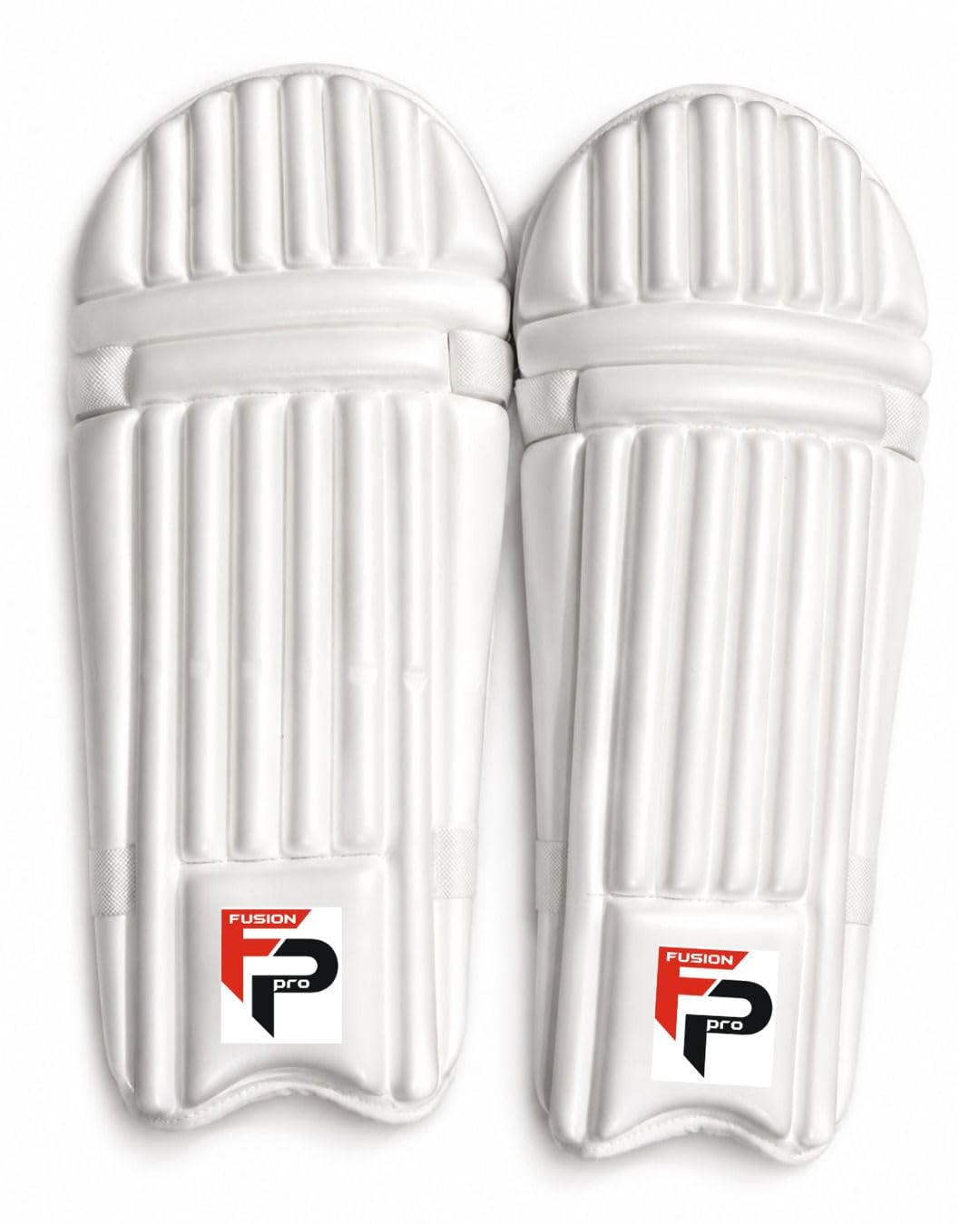 Fusion Pro Kids Cricket Batting Pads (15"x7") | Lightweight 450g Moulded Mini Leg Guards for Age 4-7 | High Density Foam Padded Protection Gear Combo Set for Boys & Girls | White-image-29