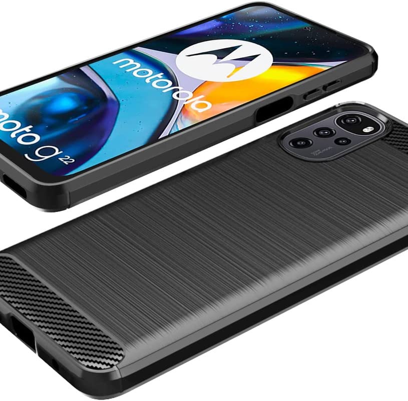 Image of NPRC Hybrid Ultra Slim Protective Case TPU Non-Slip Carbon Fiber Texture Shockproof Case Cover for Moto G22 - Black