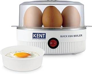 KENT Quick Egg Boiler | 370 Watt | Boil 7 Eggs at a Time | 3 Boiling Modes | Stainless Steel Heating Plate | Poaching Tray...