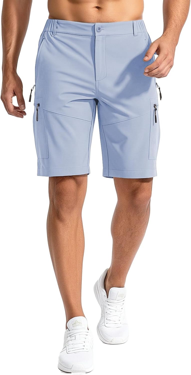 HUNGSON Men's Hiking Lightweight Outdoor Quick Dry Breathable Shorts Travel Golf Camping Casual with 5 Zipper Pockets
