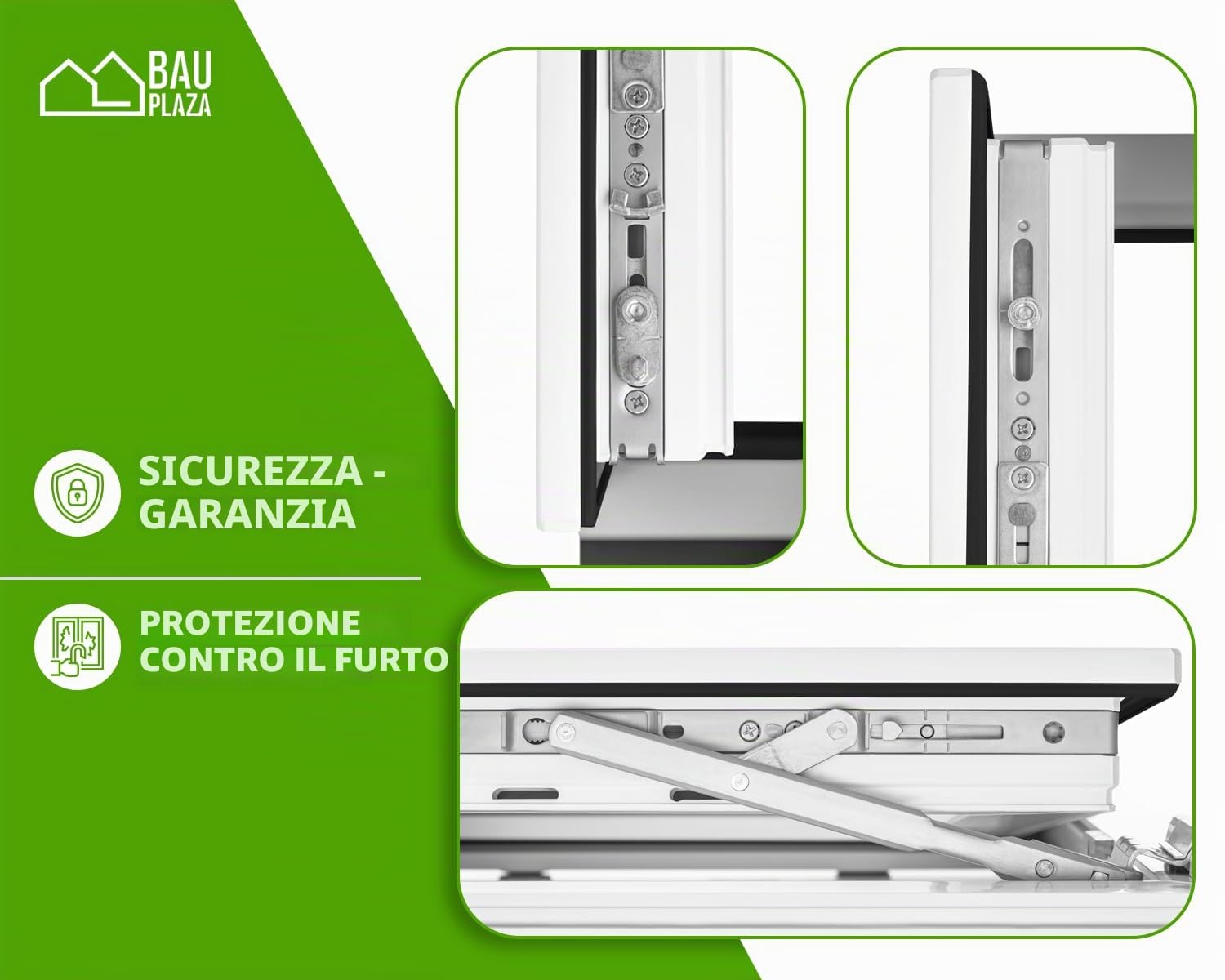 ‎BauPLAZA - Finestra Serramenti in PVC - BIANCO - Vetro triplo - LxA 40 x 50 cm apertura Destra - Rinforzo in acciaio - 400 x 500 mm - anta-ribalta - Ottima scelta