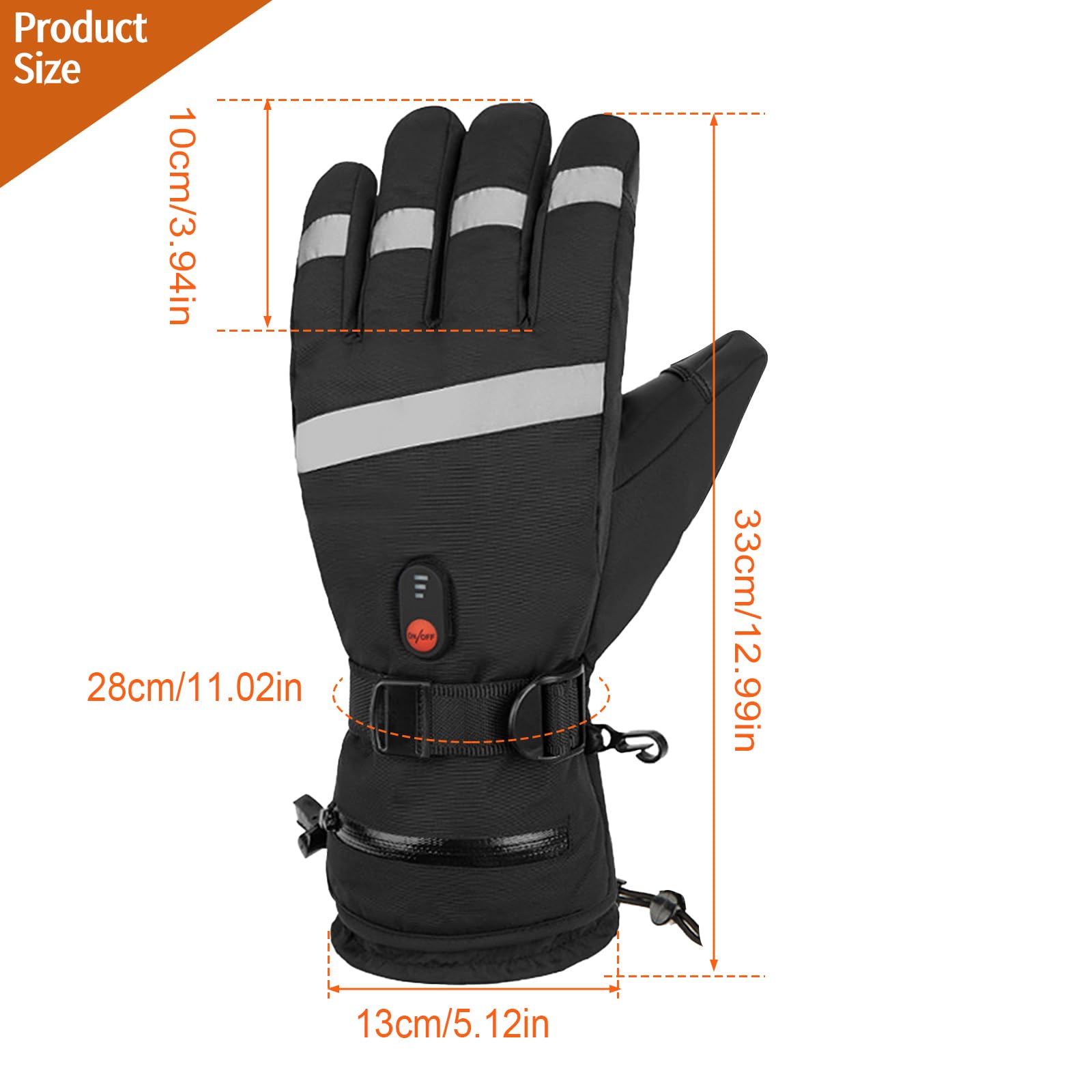 SYWAN Heated Gloves for Skiing, Rechargeable Heated Gloves 7.4V 6000mAh 3 Level Water Proof Touchscreen Gloves Upgrade Winter Gloves for Motorcycle Cycling Hunting Fishing Snow with Reflective Strip