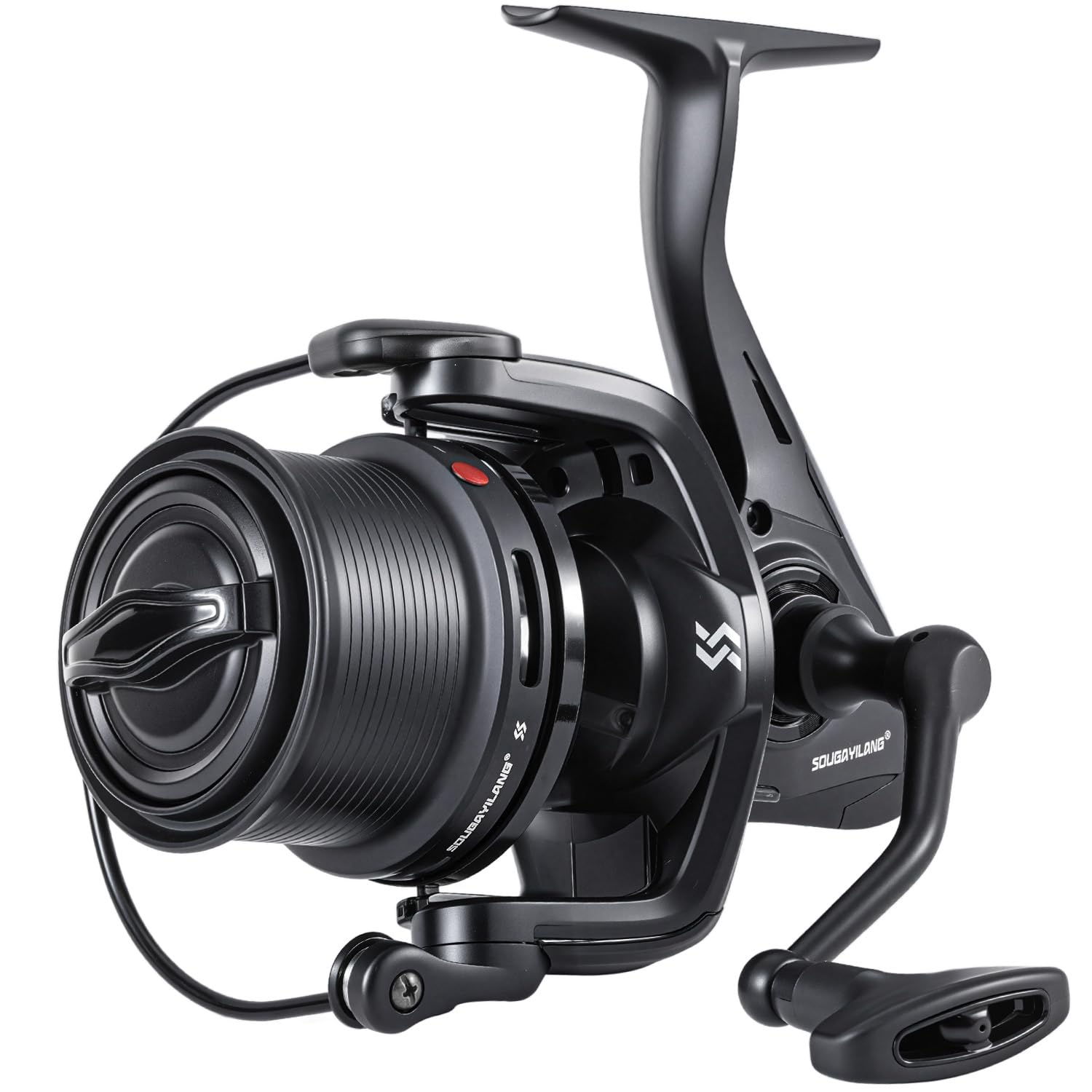 Sougayilang FED5000 Moulinet de pêche Feeder – 13+1 roulements à billes, rapport de transmission 4,7:1, système anti-torsion et rotor équilibré, bobine en aluminium avec bobine de rechange et double