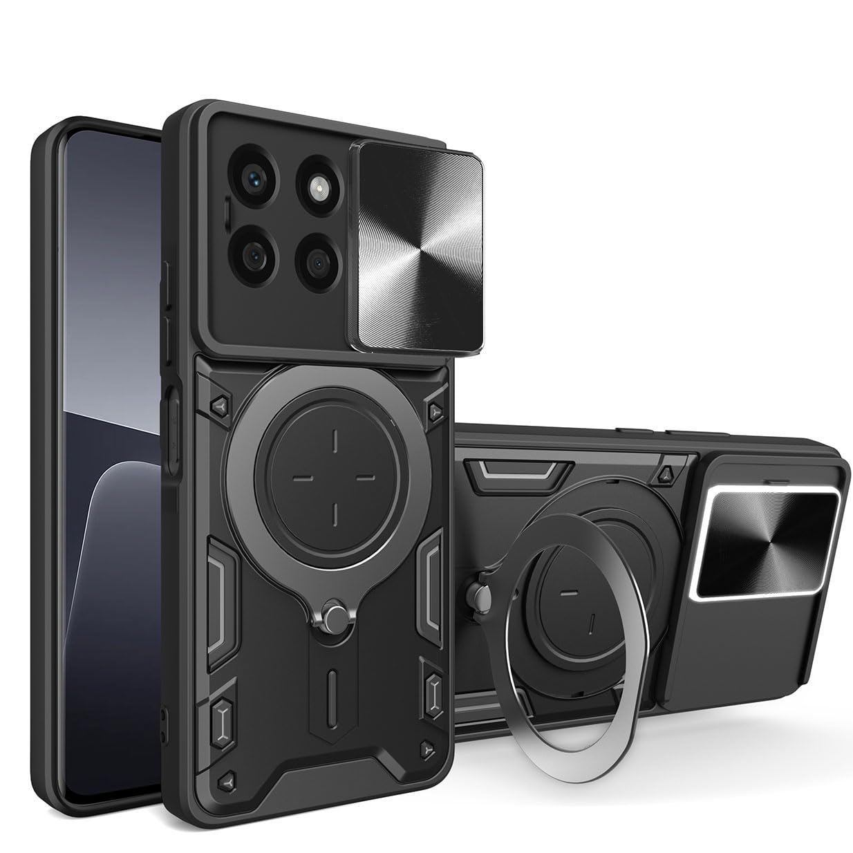 Funda Para Xiaomi Redmi Note 12 4G UPLAI - Armadura Antigolpes, Cubierta Deslizante Para Cámara, Soporte Magnético, Color Azul, PC+TPU