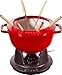 Price comparison product image Staub Fondue Set with 6 Forks, Suitable for Cheese, Chocolate and Meat Fondue, Cast Iron, Cherry Red, 20 cm