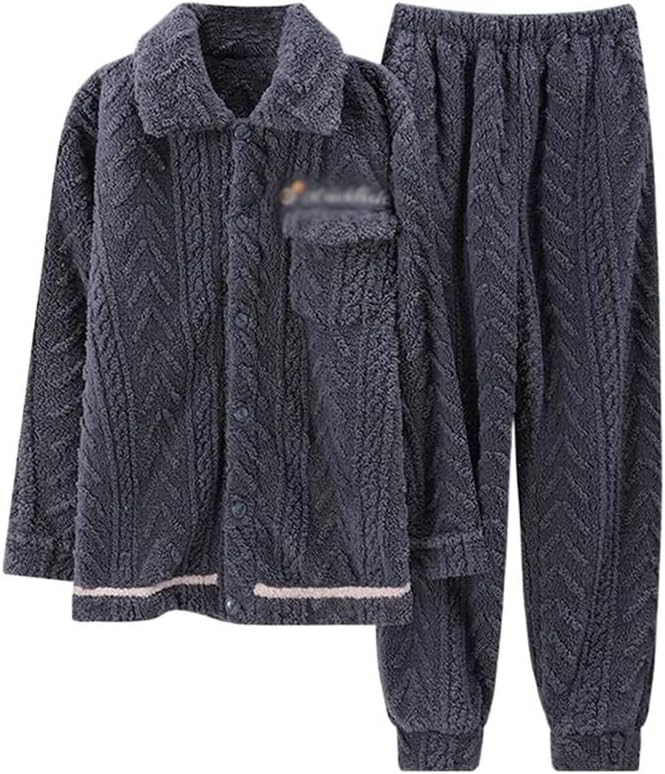 Lapel Men's Pajamas Winter Coral Velvet Thickened Home Wear Casual Can Be Worn Outside The Suit