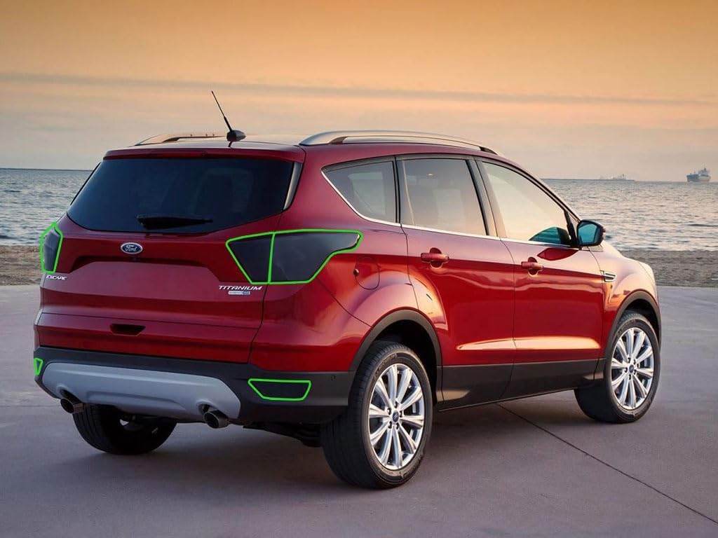 Rvinyl Tail Light Pre Cut Film Tint Cover Kit in Smoke Compatible with Ford Escape 2017-2019 - Adhesive Backs