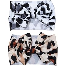 Cow Headband for Baby Girls Large Hair Bow Headband Elastic Wide Hairband Toddler Kids Cow Hair Accessories TSFD68 Style B Set, One Size
