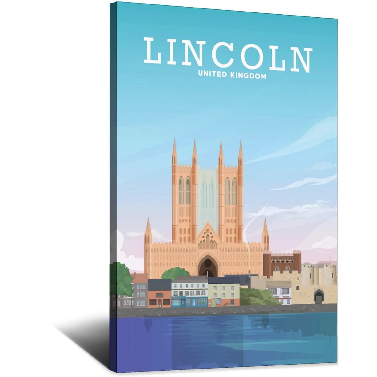 WOTDKG Metal Tin Sign England Lincolns Lincolns Cathedral Vintage Travel Tin Sign Rustic Decor Cave Coffee Shop Bar Bedroom Home Wall Decor Tin Sign 14x20CM