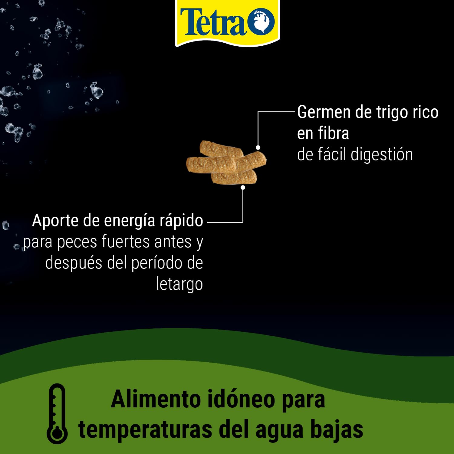Tetra Pond Wheatgerm Sticks, Alimento rico en fibra para todos los peces de estanque, especialmente adecuado para temperaturas de agua frías (primavera, otoño), cubo de 10 L
