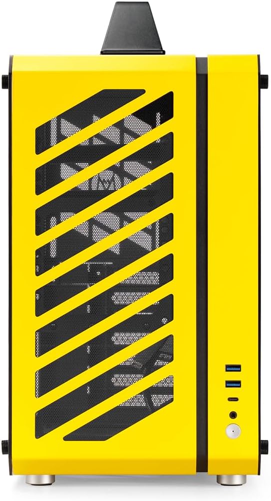 Mechanic Master C34Pro Compact Desktop PC Case with Carry Handle | 360mm AIO Support, ATX/E-ATX (27cm Width), Long GPU Compatibility, Modular Design & Switchable 5-Slot Mode (Vitality Yellow)