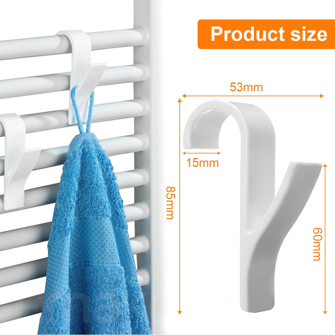 10 pezzi ganci bianchi rotondi per termosifoni, ganci multiuso per termosifoni, ganci per asciugamani per termosifoni da bagno, ganci per termosifoni da bagno.
