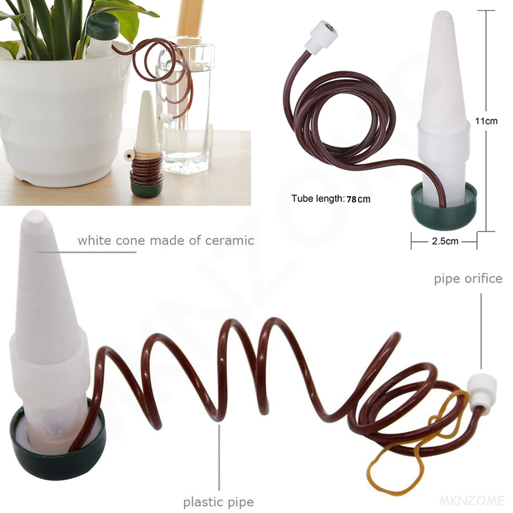 Irrigation Goutte a Goutte Bouteille, 4 Pièces Arrosage Goutte à Goutte en Céramique Arroseur Automatique Plantes Système D'Irrigation Automatique pour Jardin Maison Intérieur Extérieur