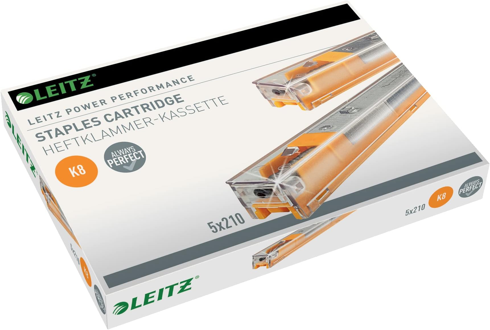 Power Performance 26/8 K8 Staples Cartridge for Leitz 5551 Heavy Duty Stapler (5 x 210 Staples)