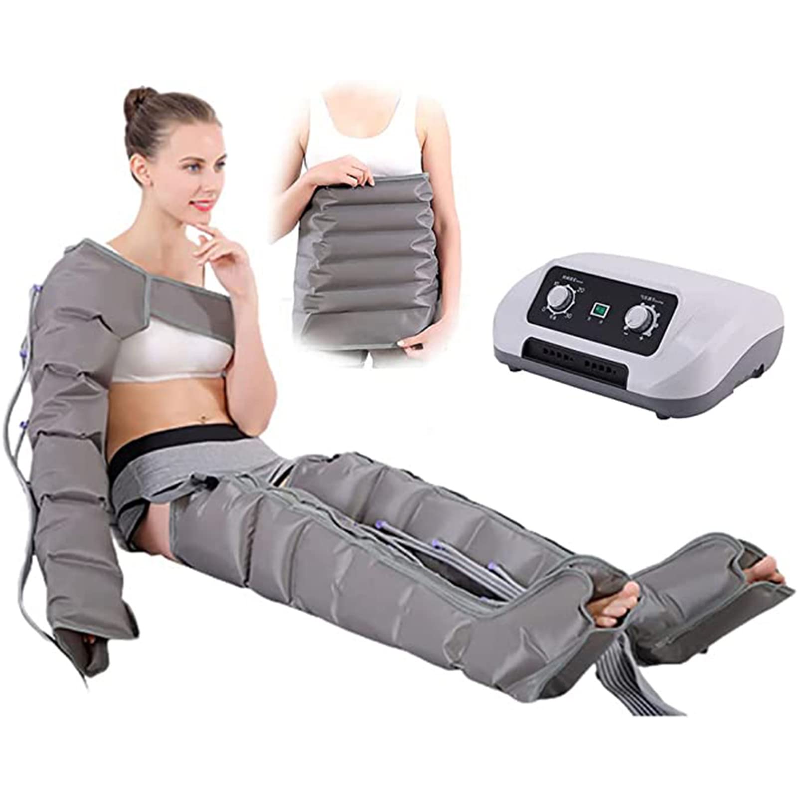 6 Cavity Lymphatic Drainage Massager, Electric Air Compression Massager For Circulation, Arm Leg Waist Wraps, Foot Ankles Calf Massage Machine, Pain Relax