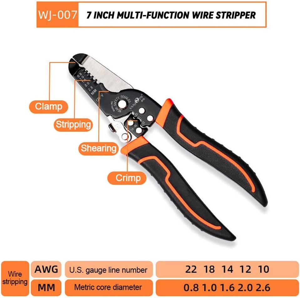 175mm Stripping Crimping Pliers Wire Stripper Multi Functional Crimpper Electrician Peeling Network Cable Stripper Tools