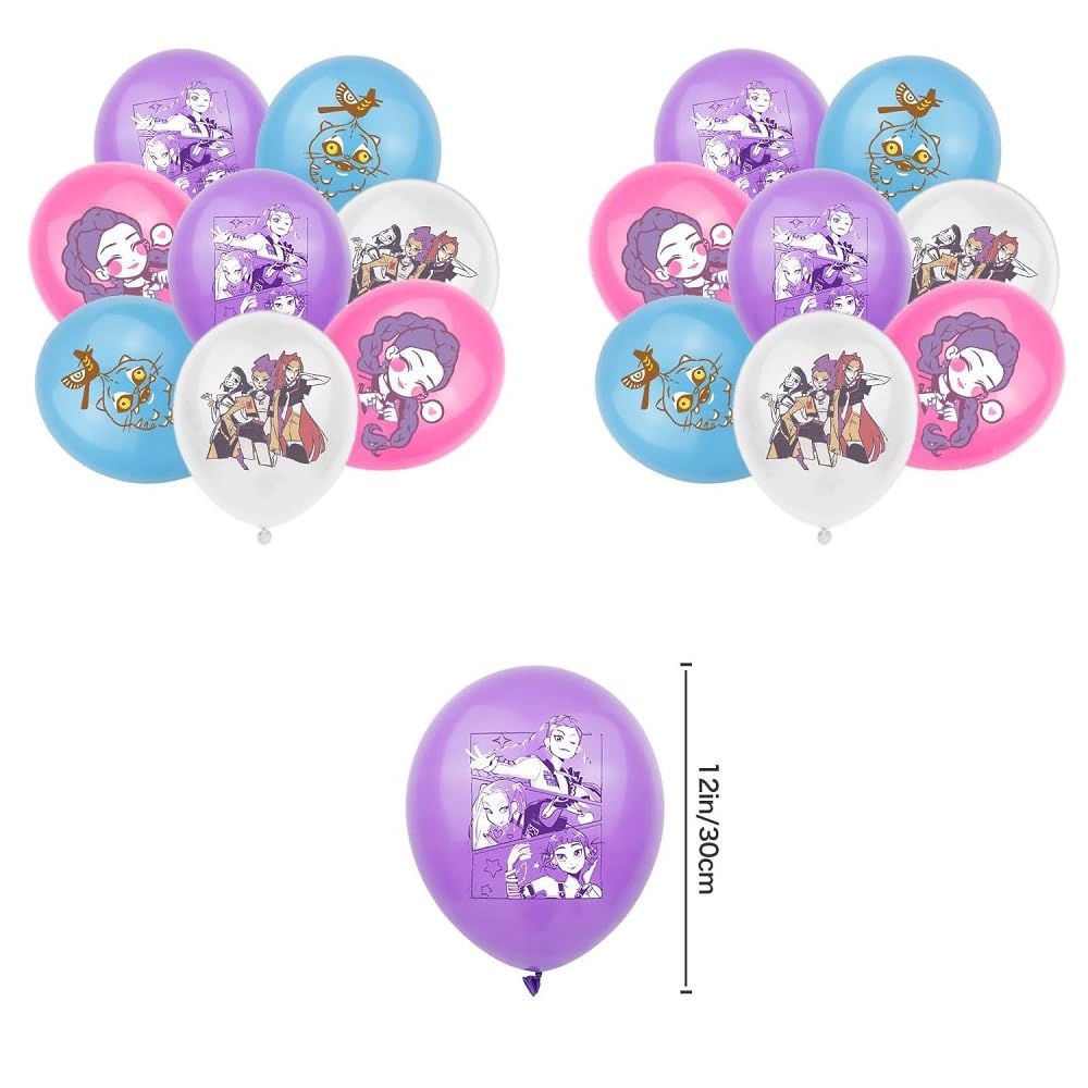 Demon Hunters Birthday Decorations Set, Anime Theme Party Supplies with Banner, Balloons, Cake Toppers, Cupcake Toppers and Backdrop for Kids & Fans