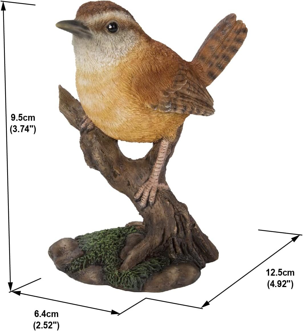 Hi-Line Gift Various Bird on Stump Statues (Carolina Wren) - Image 6