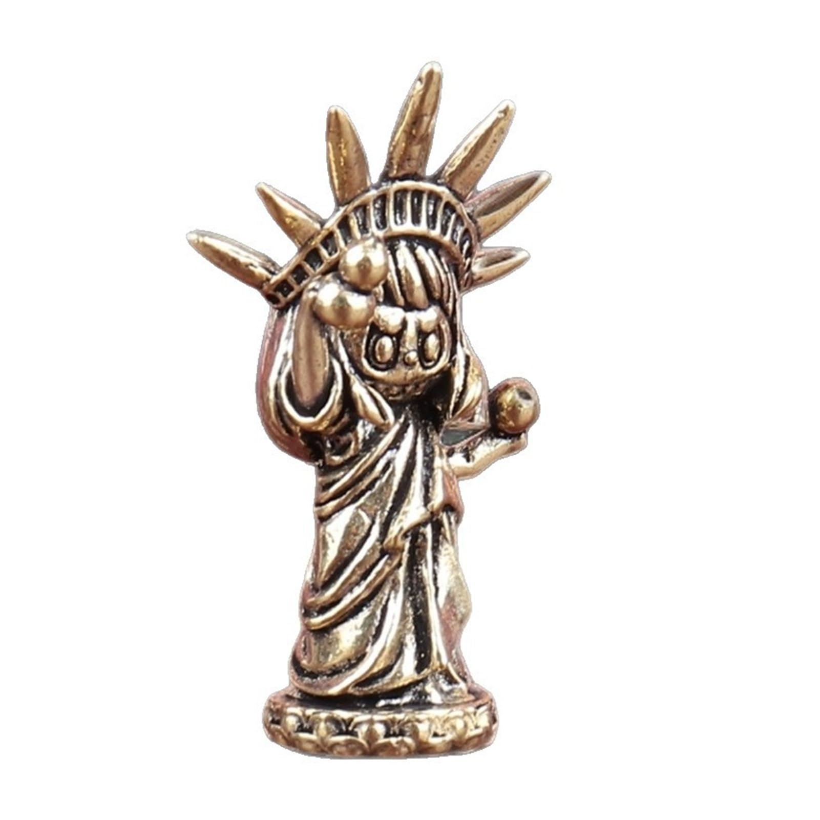 Huolimxun Pure Brass Q Version Statue Of Liberty Figure Cute Beautiful Girl Trendy Toy Model Desktop Decoration Crafts Ornaments