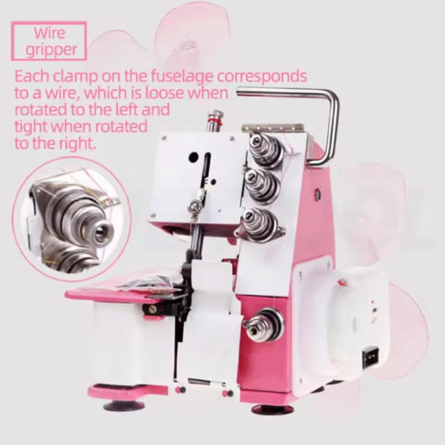 Máquina De Coser Overlock Eléctrica De Alta Resistencia, Remalladora De Puntada De Cobertura Rosa para Adultos, Grosor Máximo De Costura De 3,5 Mm, Ancho De Overlock De 4 Mm/5 Mm. White