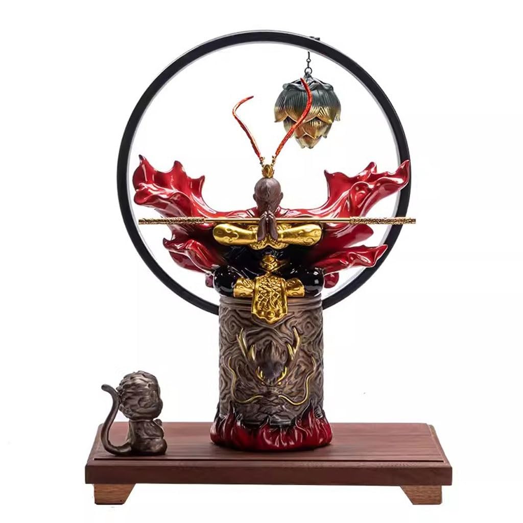 Brûleur d'encens Monkey King TUSUOD avec lampe cercle pour décoration et méditation