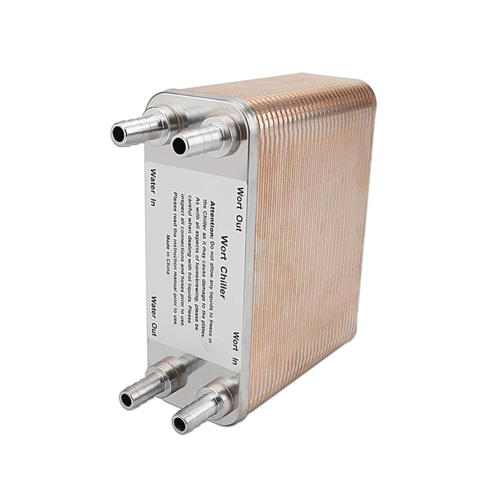 SS 304-Wärmetauscher, 60 Platten, Würzekühler, Gelötete Platte, Fassbier-Würzekühler For Selbst Gebrautes Bier, Lebensmittelqualität, X 1/2" NPT-Steckschlauch Mühelose Reinigung