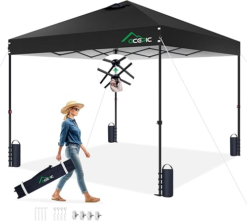 Miniatura 14 de Tienda de campaña desplegable de 10 x 10 pies, glorieta instantánea para exteriores con parte superior ventilada, parasol con revestimiento plateado