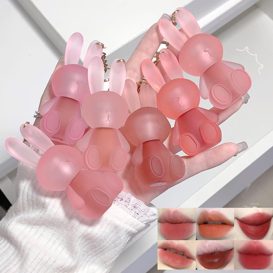 My Colors Strokes Lip Mud Matte Lipstick | Velvet Matte Liquid Lipstick set | Hydrating | Long-Lasting | Non-Sticky | Keychain Rabbit Design Lip Mud | Trendy Lipsticks for Women | 6 Pcs-image-34