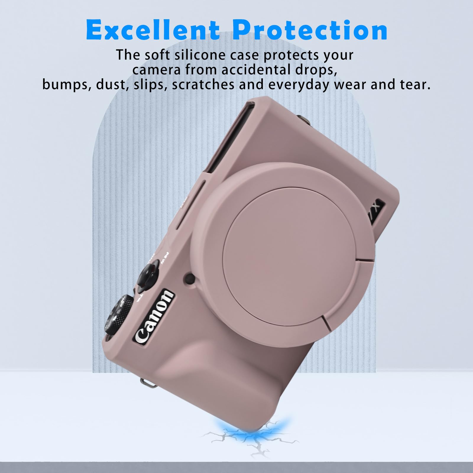 Canboc Étui Double Protection Pour Canon PowerShot G7X Mark III - Coque Dure + Housse Silicone - Rose