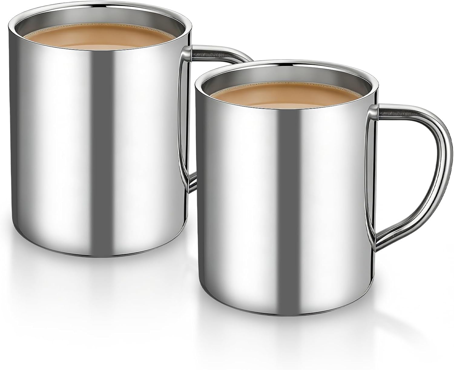 BORDEAG 2er Set Edelstahl-Kaffeetassen, 400ml, Doppelwandig