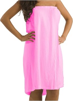 BY LORA Personalized Womens Microfiber Spa Wrap Towel, Custom Embroidered Monogrammed Bath Body Wrap with Pocket and Adjustable Closure, Gift for Her, 3X/4X-Large, Pink
