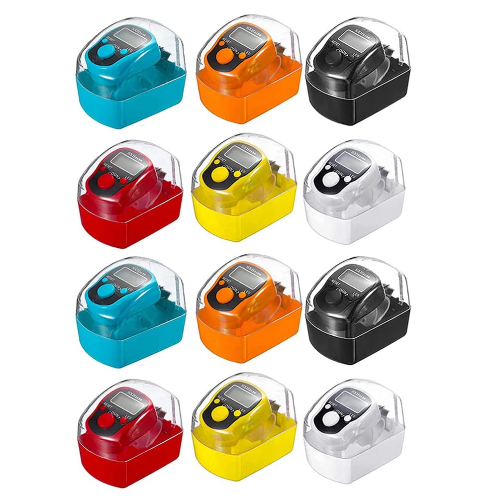 Fuhjythy 12Pack Digital Counting Counter Counter Clicker Colorful 5-Digits Handheld Counter Clickers with LED Light,Carry Ring