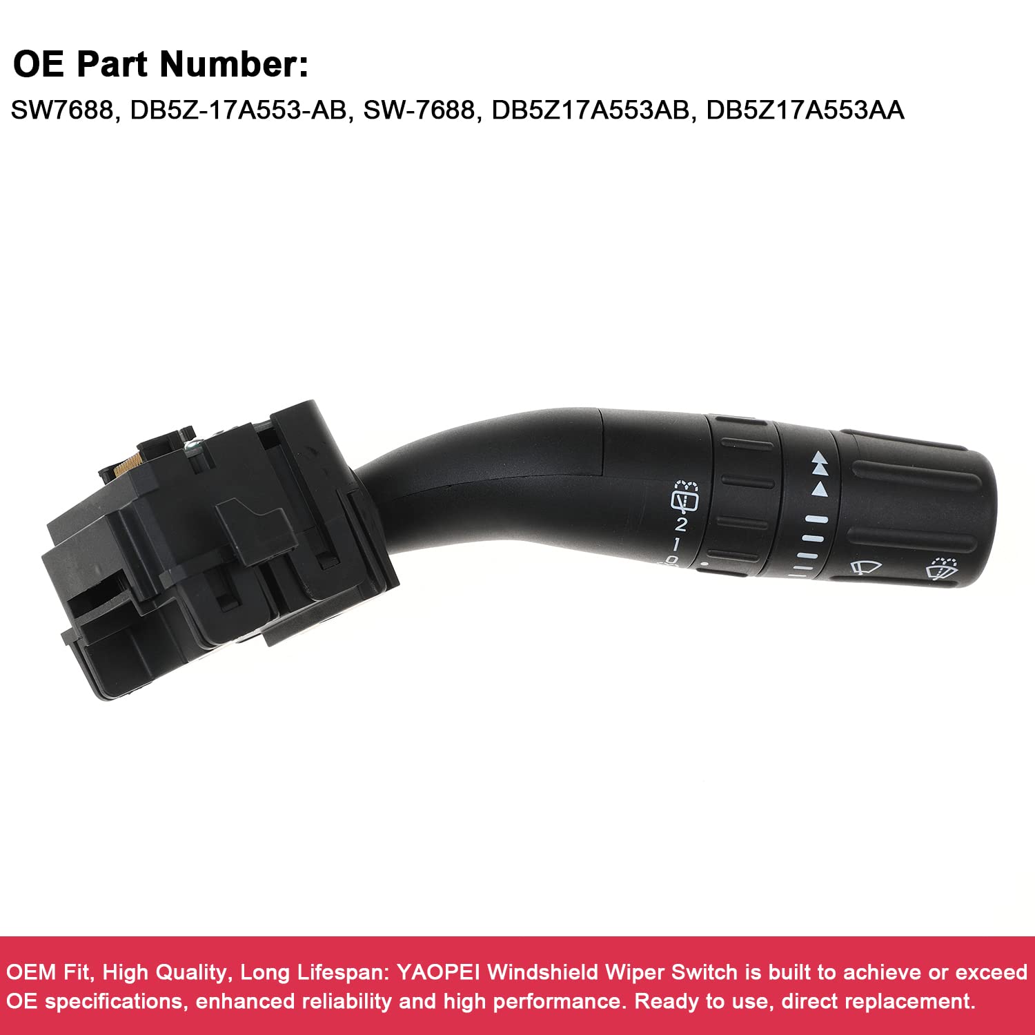 Windshield Wiper Switch For Ford Explorer 2011 2012 2013 2014 2015 2016 2017 2018 2019, Edge 2011-2015, Ford Police Interceptor Utility 2013-2018, Lincoln MKX 2011-2017 Replaces DB5Z-17A553-AB, SW7688