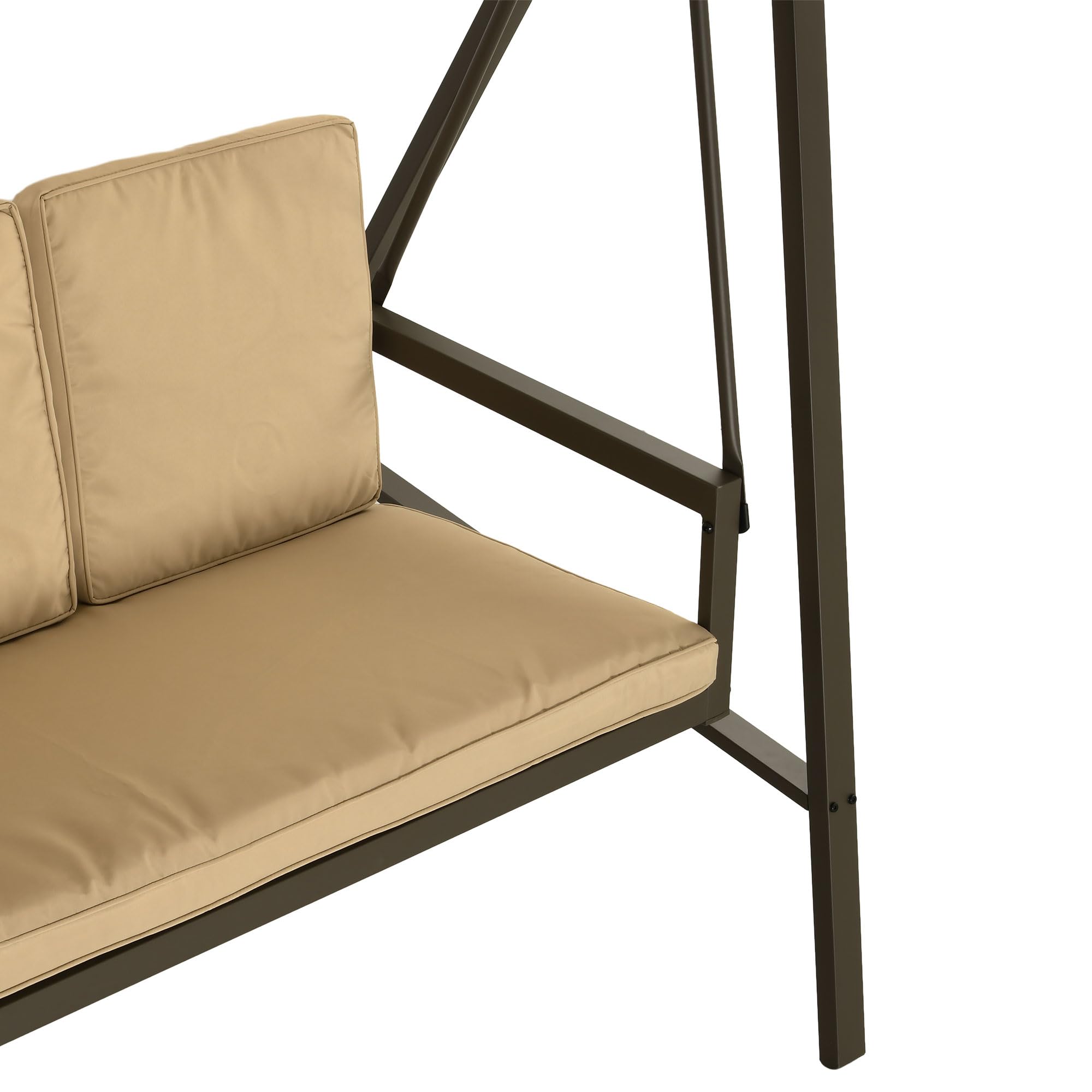 Outsunny Columpio de Jardín de 3 Plazas Balancín Exterior Jardín con Toldo Ajustable Cojines Extraíbles y Estructura de Acero Carga 360 kg 200x125x175 cm Beige