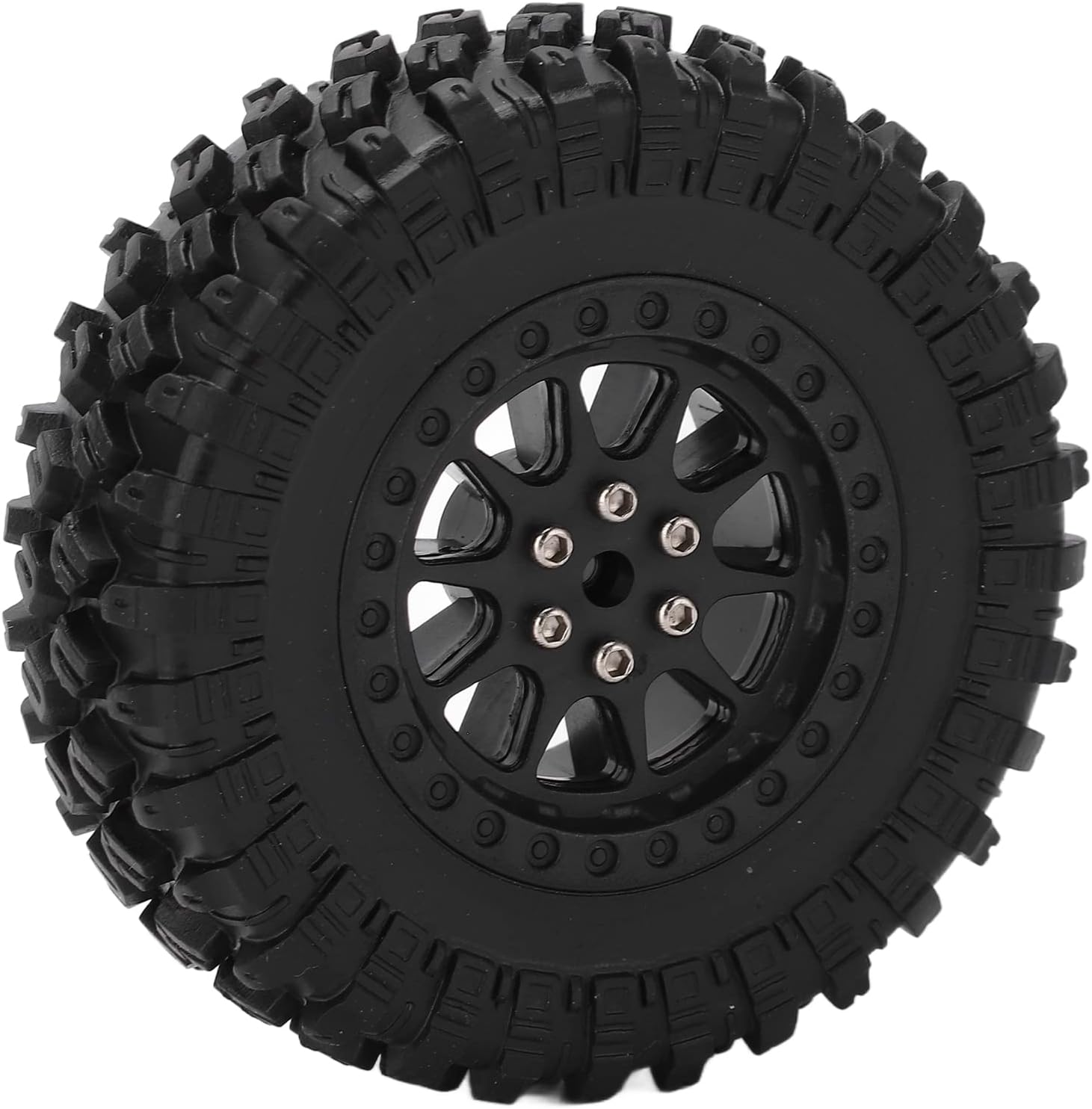 RC Car Tyre Wheel, Exquisite Workmanship Shock Absorption RC Car Rubber Tires for B14 B24 C14 C24 for D90 D91 D96 D99 (R789BL Black)
