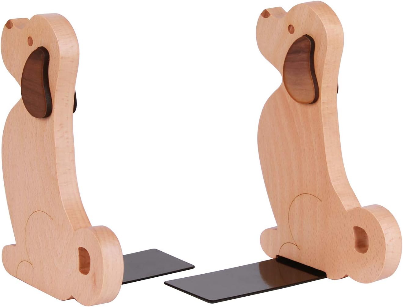 Book Ends - Decorative Puppy Dog Wooden Bookends for Kids, Book Ends for Shelves Office, 1 Pair Style 01