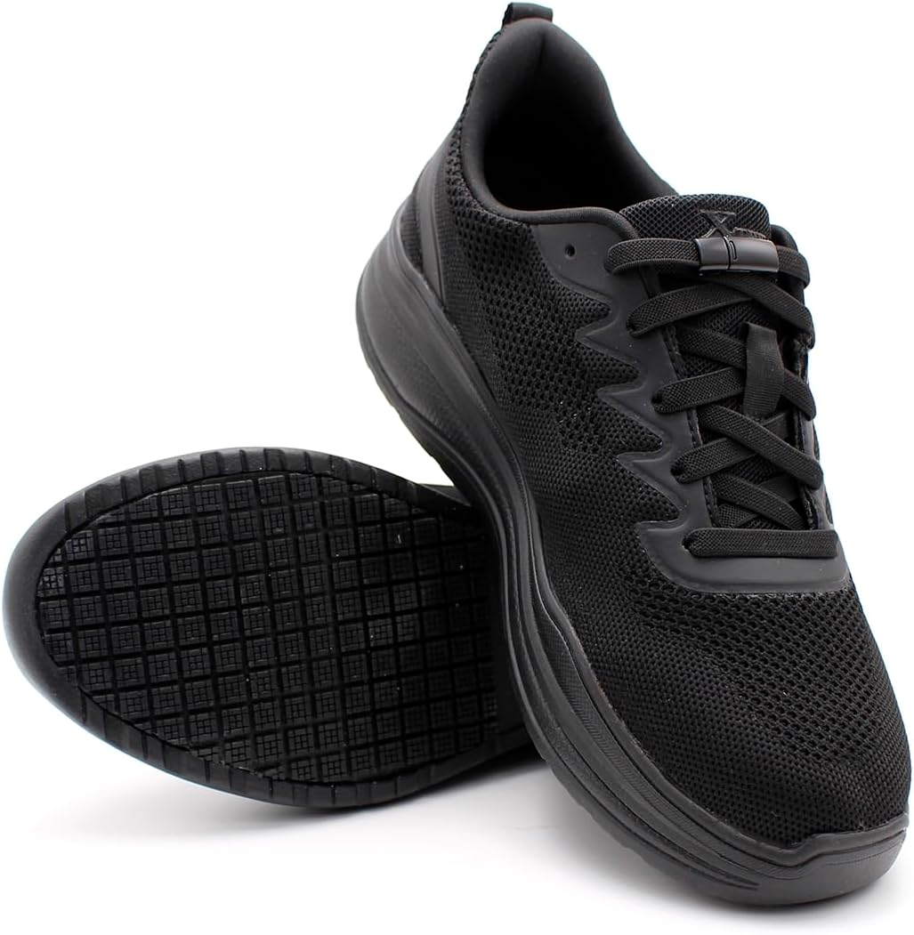 Laforst Men's Slip-Resistant Work Sneakers – Lightweight, Breathable Non-Slip Shoes with Bungee Laces for Kitchen, Restaurant, Nursing, and Everyday Use - Image 2