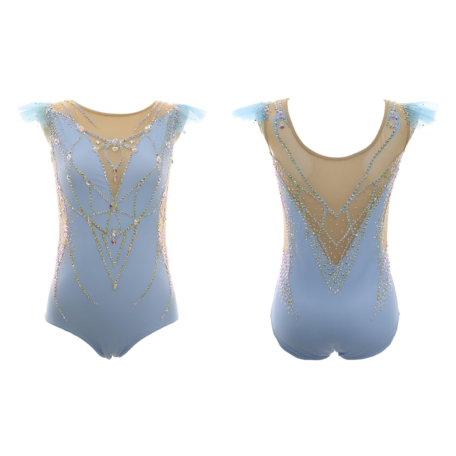 Maillot De Gimnasia Rítmica For Niñas Con Diamantes De Imitación, Personalizable, Sin Mangas.