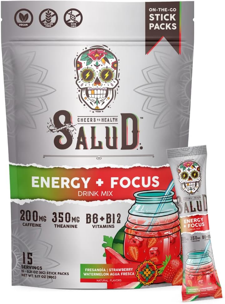 Salud 2in1 Energy and Focus Drink Powder, Strawberry
