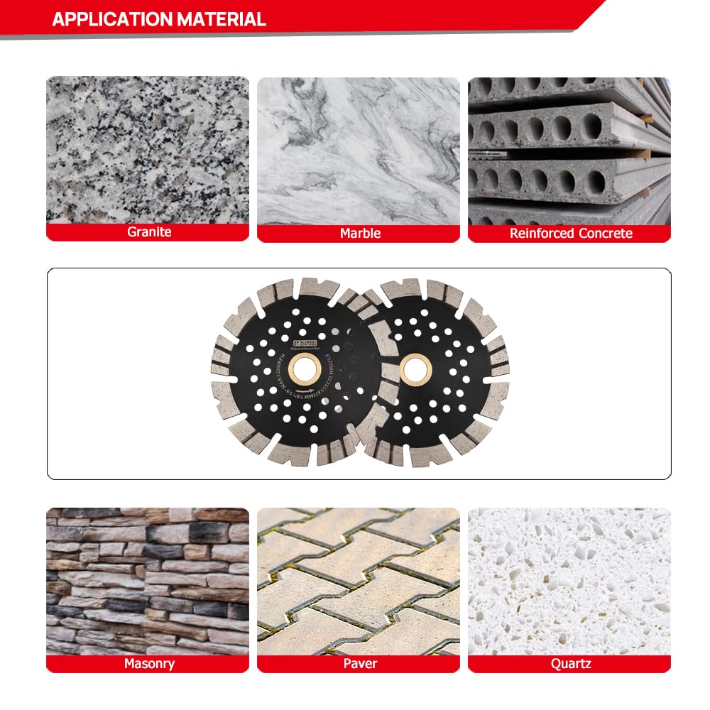 Diamond Blade 5 Inch for Granite, 5 Pieces DT-DIATOOL Diamond Cutting Disc for Hard Concrete Reinforced Concrete Masonry Basalt Artificial Stone