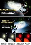 REHKITTZ Luci Bici Fronte/Retro, 3300 Lumen, Super Luminose, 9 Modalità | Percentuale batteria, resistente all’acqua, batteria ricaricabile da 5000 mAh, lunga autonomia, corpo in alluminio - 6