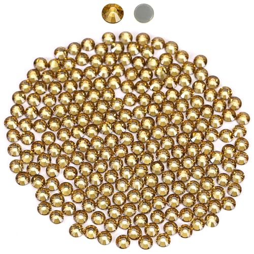 Hotfix - Diamantes de imitación para manualidades con parte trasera plana, diamantes de imitación de cristal, diamantes de imitación redondos, gemas topacio (SS16/4MM/1440pcs)