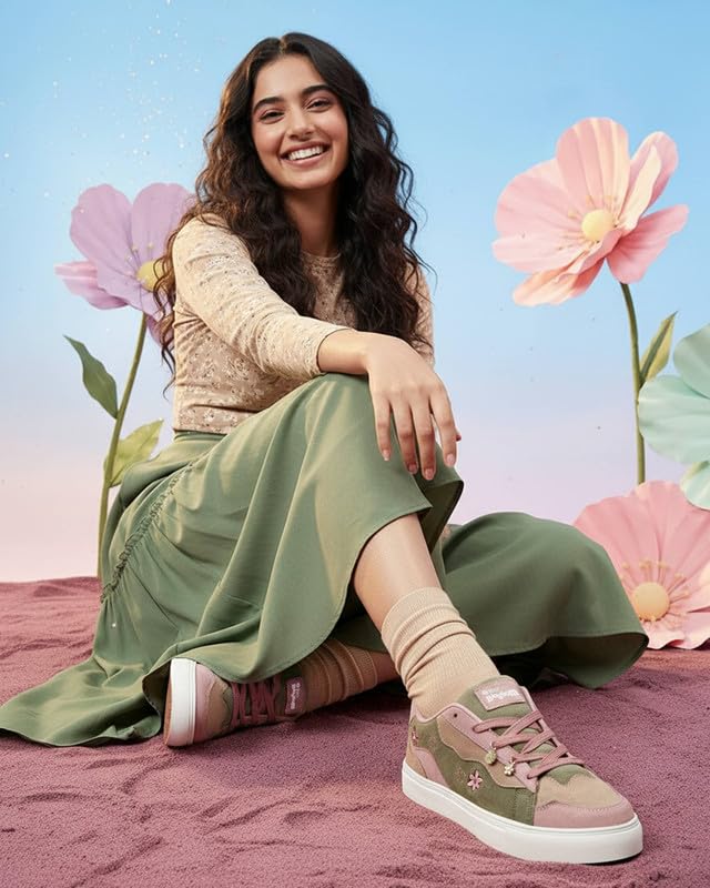 Image of Bacca Bucci Blossom Women's Sneakers - Genuine Leather Casual Shoes with Floral Accents & Metal Lace Charms | High-Energy Colorways | All-Season Comfort & Style