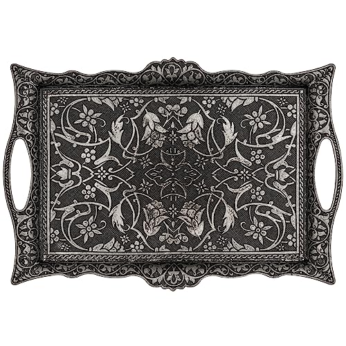 Alisveristime Turkish Ottoman Coffee Tea Beverage Serving Square Tray (Black)